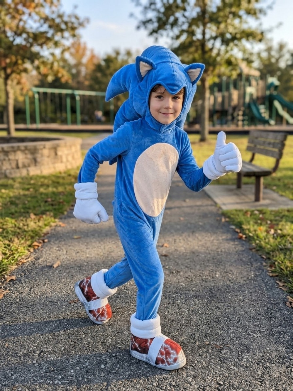 NWT Sonic the Hedgehog Costume Kids Size 5-6 Inflatable Headpiece Halloween